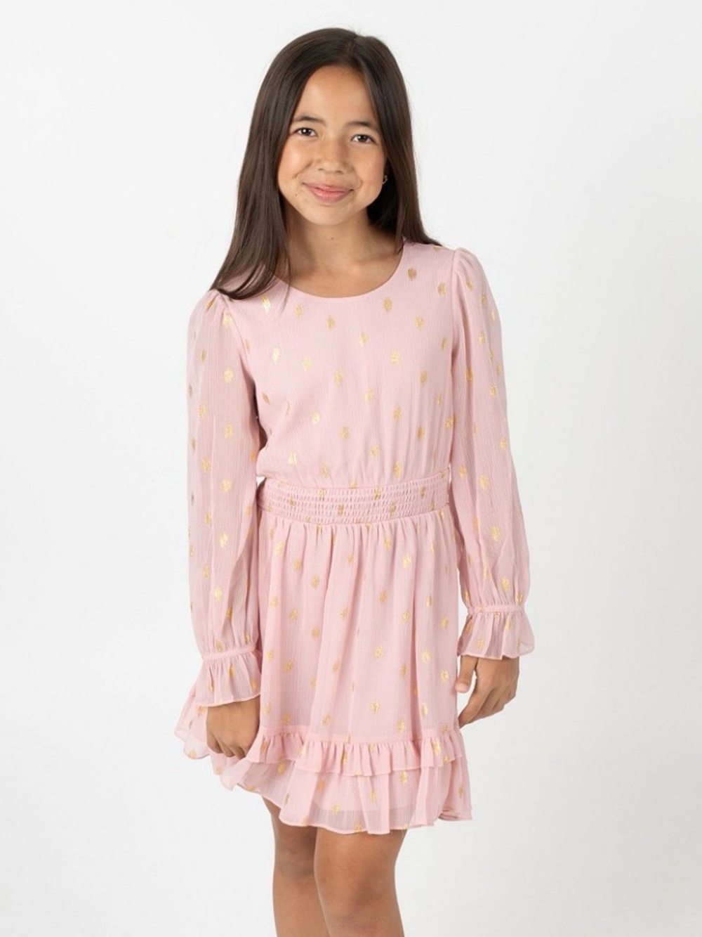 Rare Edition Big Girls Foil Dot Chiffon Dress 7